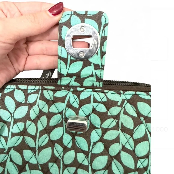 Vera Bradley Teal and Brown Leaf Wallet - Picture 8 of 11
